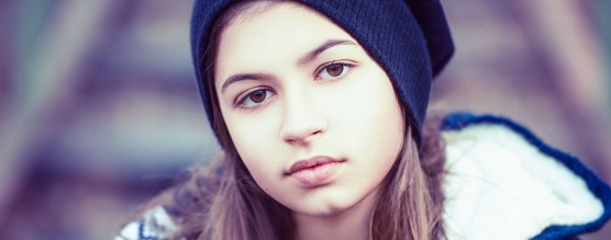 Beauty Teenage Girl In Hat Outdoors